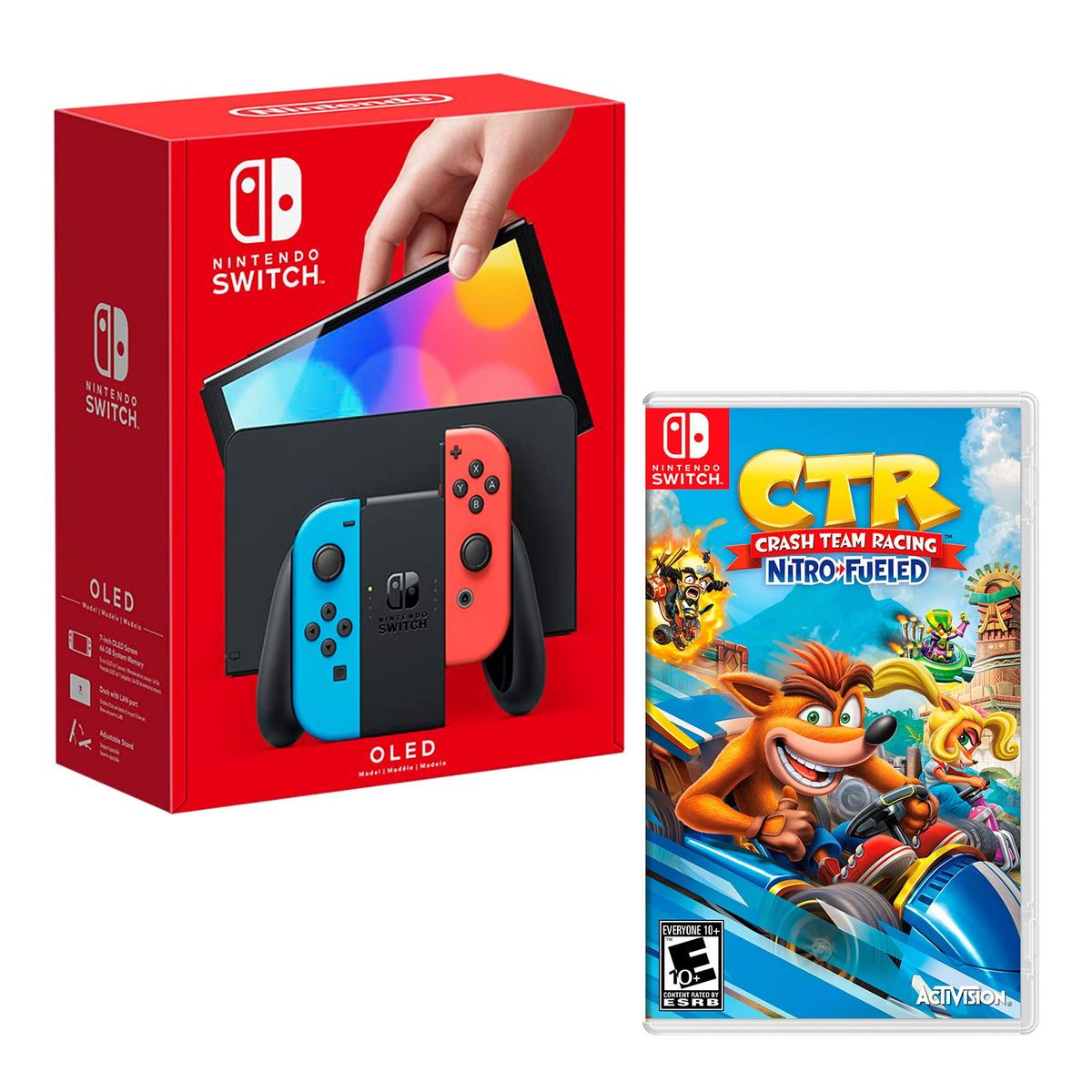 NINTENDO - Consola Nintendo Switch Modelo Oled Neon + Crash team Racing