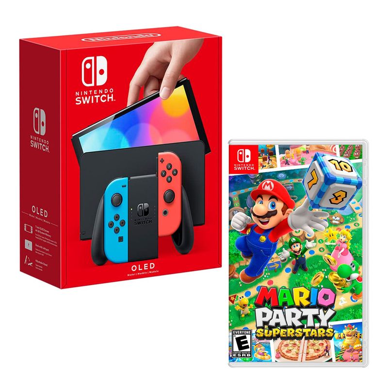 NINTENDO - Consola Nintendo Switch Modelo Oled Neon + Mario Party Superstar