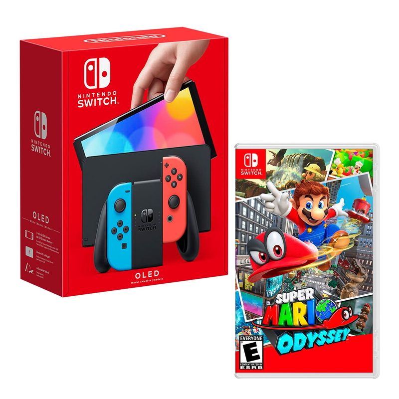 NINTENDO - Consola Nintendo Switch Modelo Oled Neon + Super Mario Odyssey