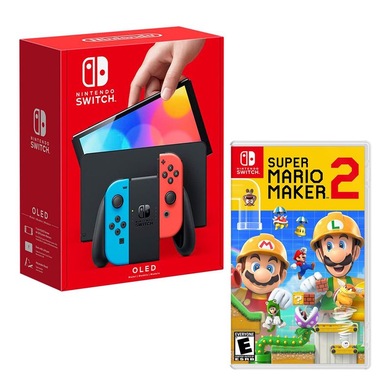 NINTENDO - Consola Nintendo Switch Modelo Oled Neon + Mario Maker 2