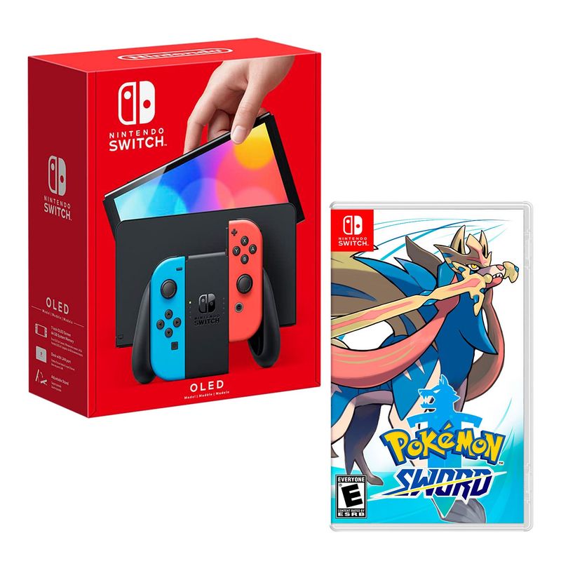 NINTENDO - Consola Nintendo Switch Modelo Oled Neon + Pokemon Sword