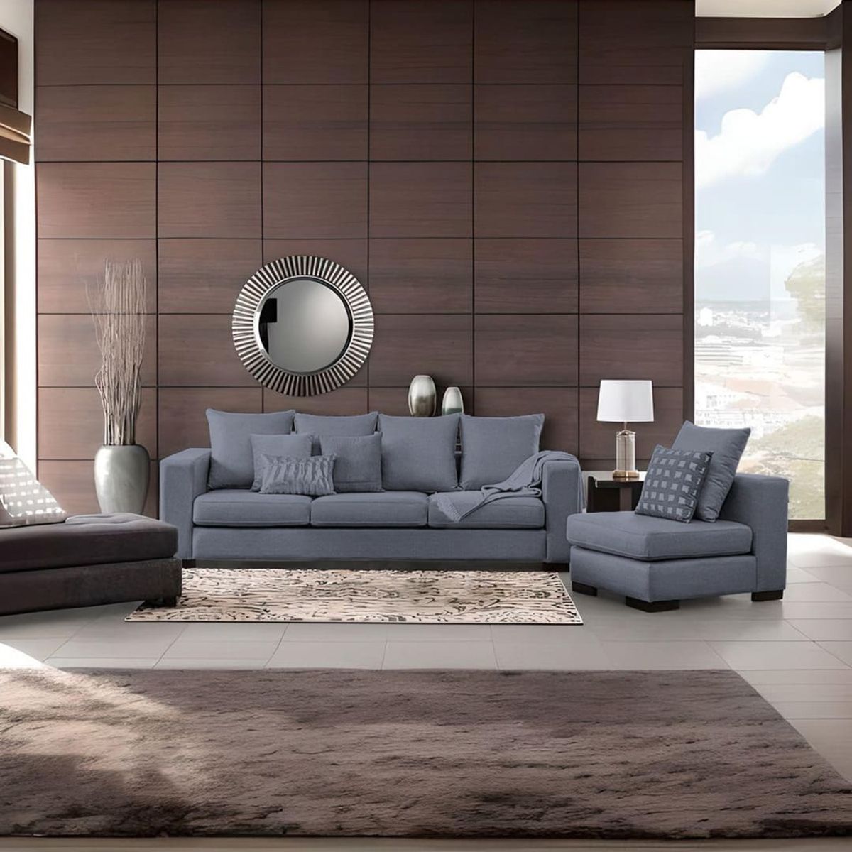 GENERICO - Juego de Sala New York 3-1 Gris Oscuro