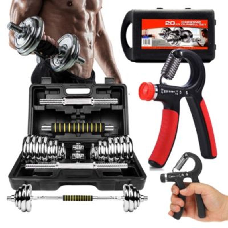 GENERICO - Mancuernas Cromadas Acople Set 20KG  Hand Grip Regulable