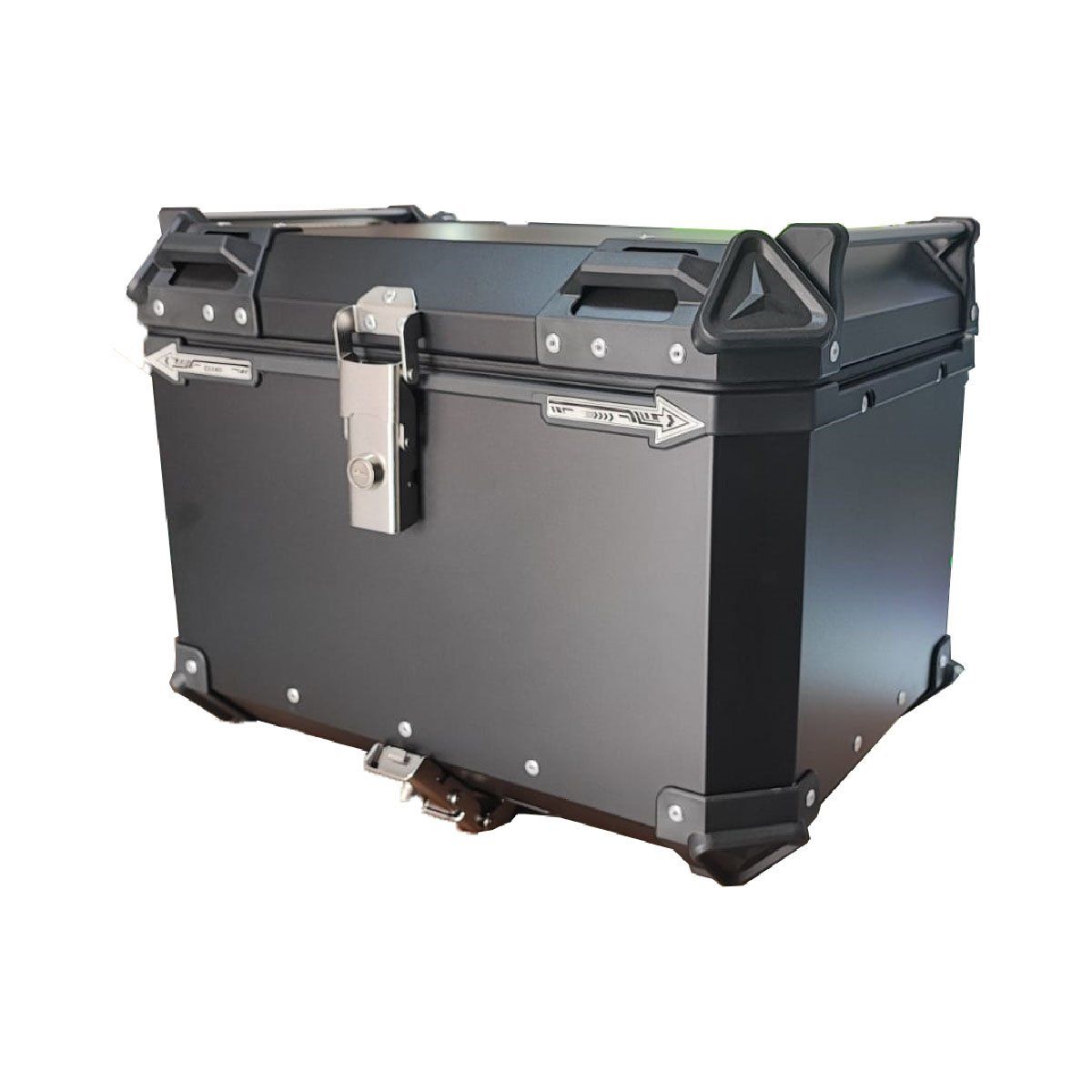 GENERICO - Cajuela de aluminio 55 litros negro para moto doble chapa