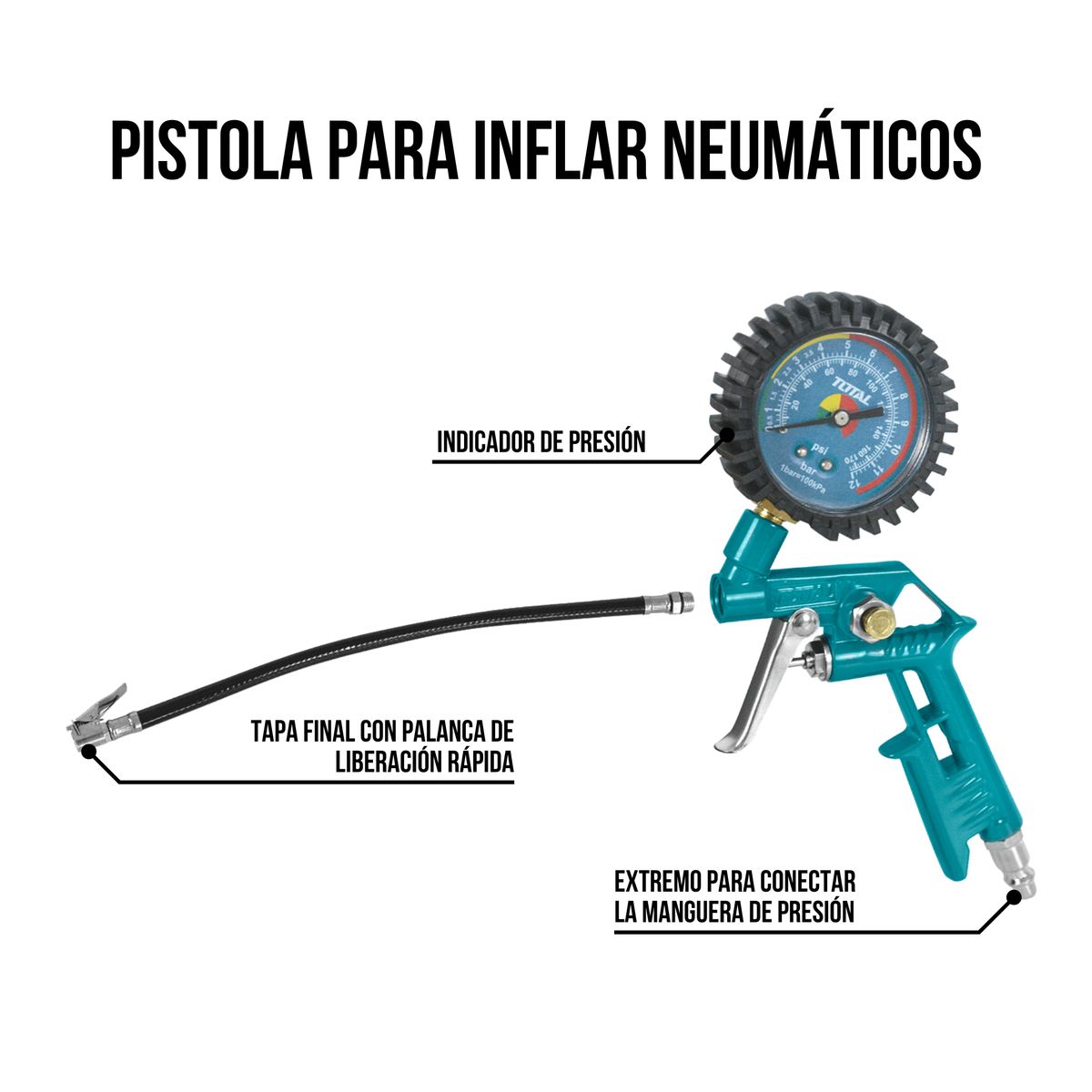TOTAL TOOLS - Juego de herramientas neumaticas 5 piezas Total