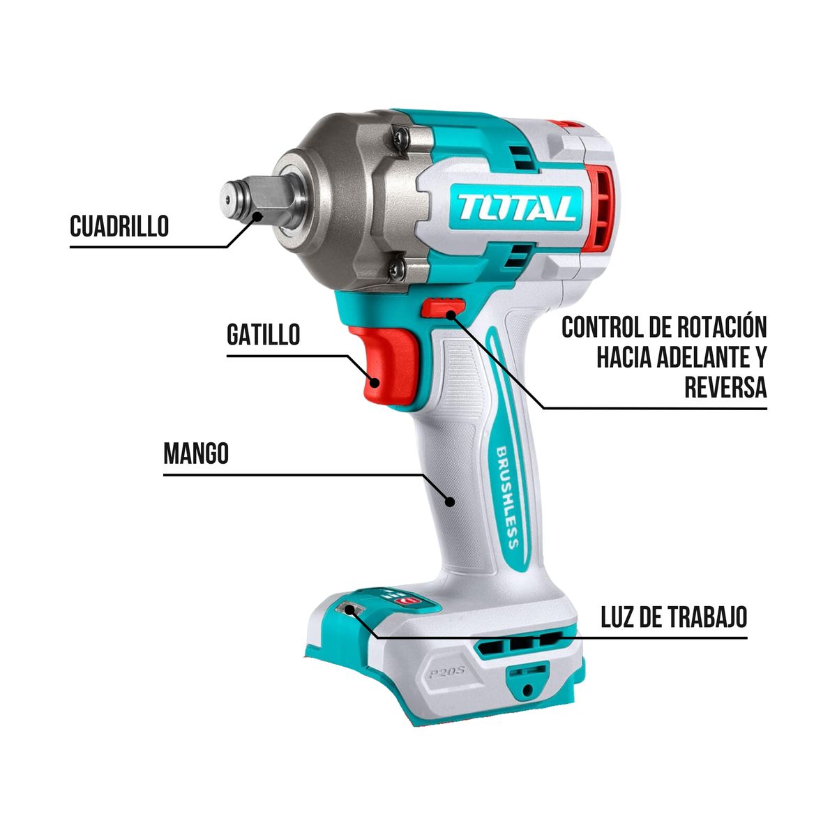 TOTAL TOOLS - Llave de impacto 400 Nm + 2 baterias 2ah Total