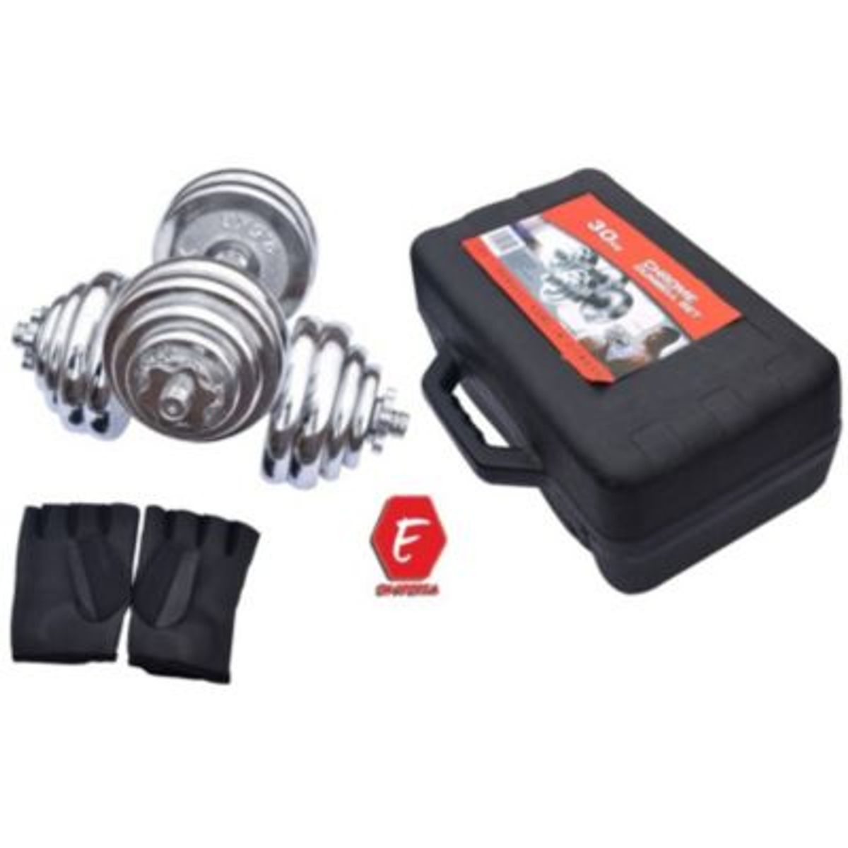 GENERICO - Set De 30 kg Pesas y Mancuernas Cromadas + Maletin