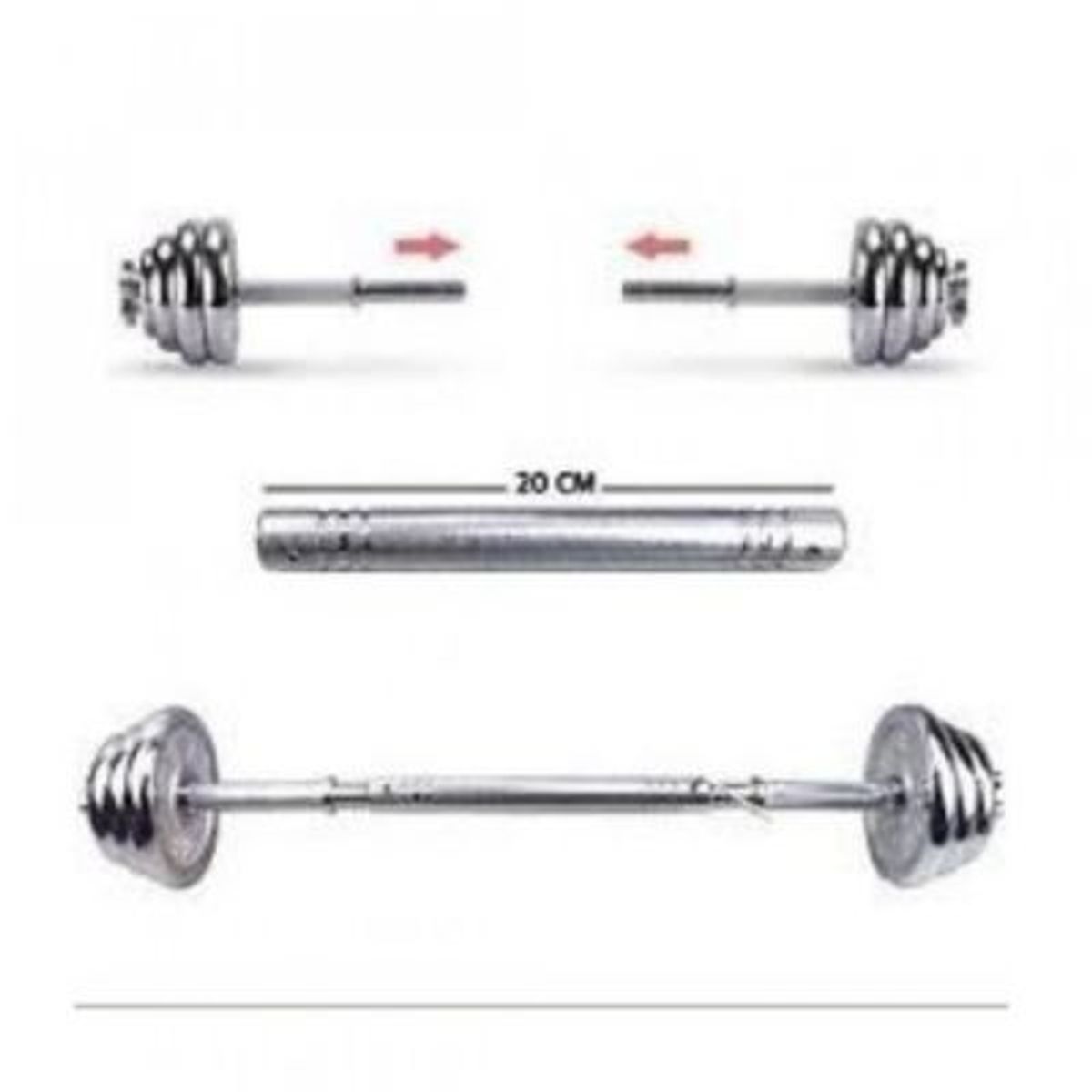 HOLGU - Pesas Cromada Set 20kg Convertible Barra Mancuerna Guante