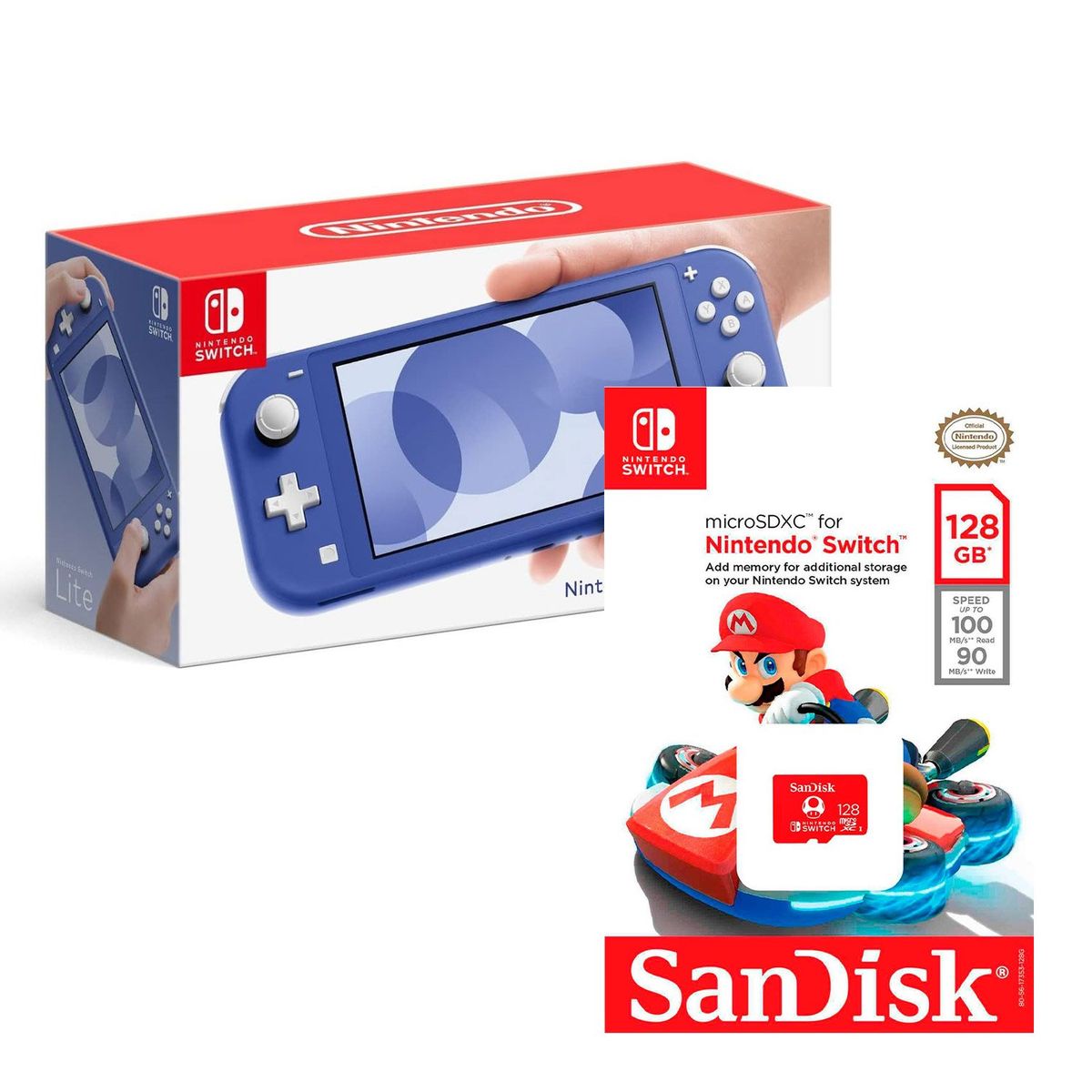 NINTENDO - Consola Nintendo Switch Lite Azul + Memoria Micro SDXC de128 GB