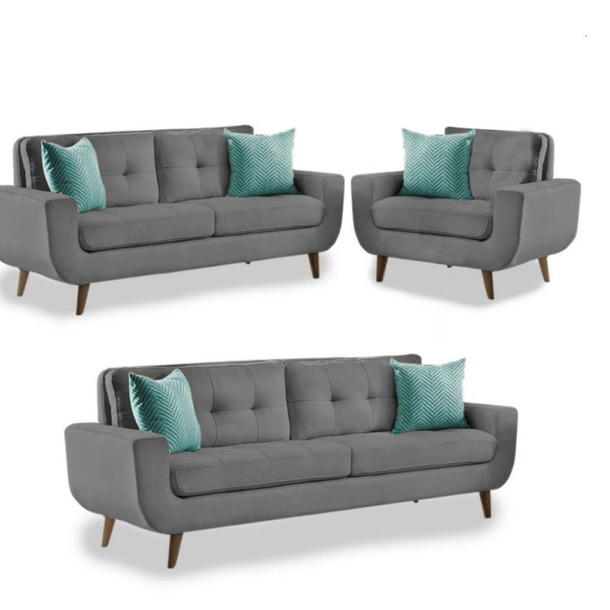 GENERICO - Juego de Sala Vintage Baldur 3 - 2 - 1 Color GRIS con tela waterproof