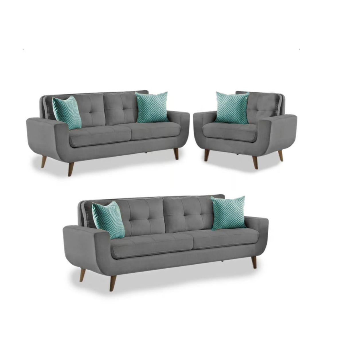 GENERICO - Juego de Sala Vintage Baldur 3 - 2 - 1 Color GRIS con tela waterproof