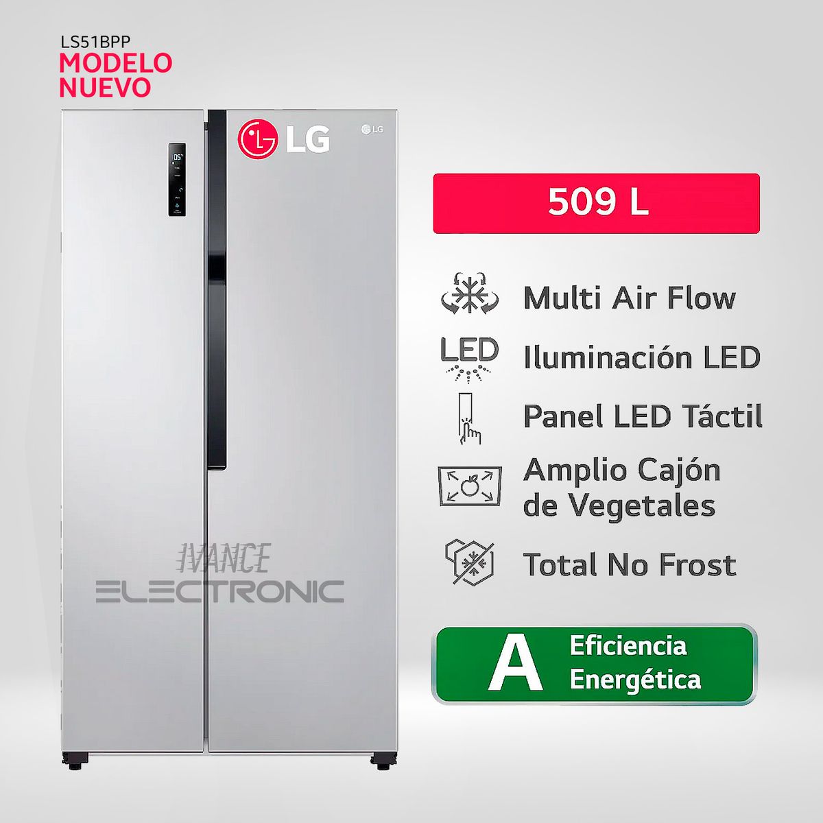LG - Refrigeradora LG LS51BPP 509L Múltiple Flujo de aire Side By Side LS51BPP_.