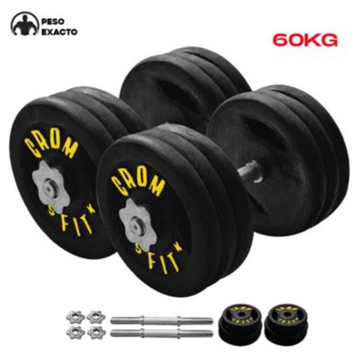 HOLGU - Set de Pesas 60kg 30kg x brazo  Manubrios Cromados