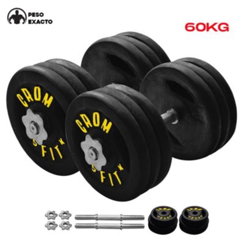 HOLGU - Set de Pesas 60kg 30kg x brazo  Manubrios Cromados