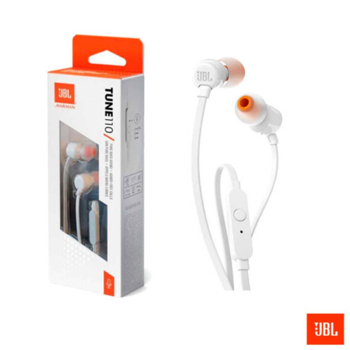 JBL - Audifono JBL Tune 110 Microfono Conector 3.5mm Blanco