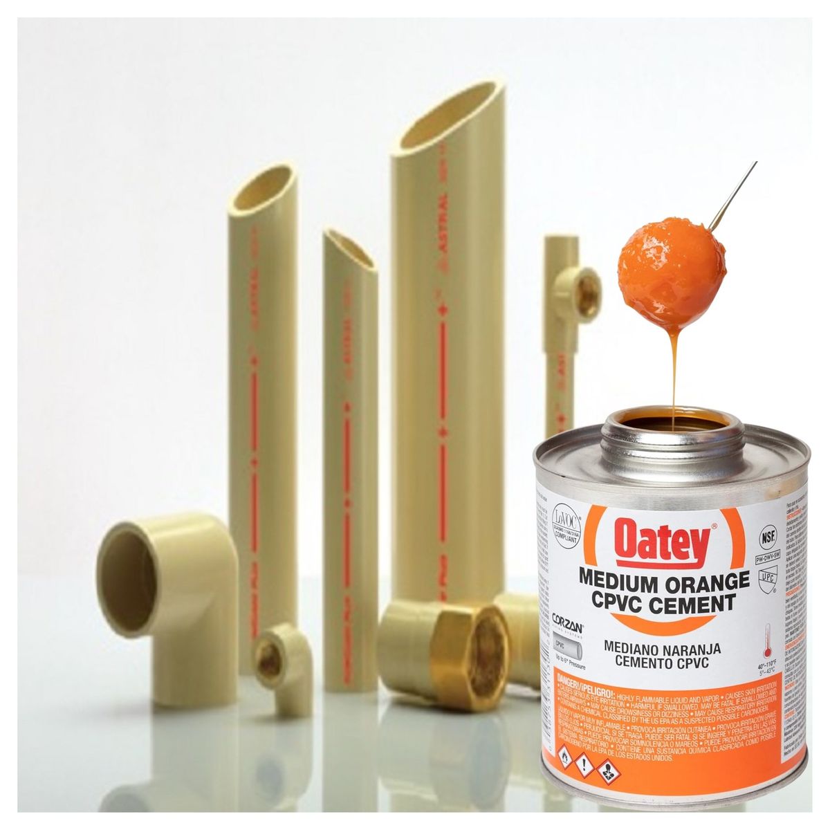 GENERICO - Pegamento CPVC Oatey naranja 118ml  para agua caliente