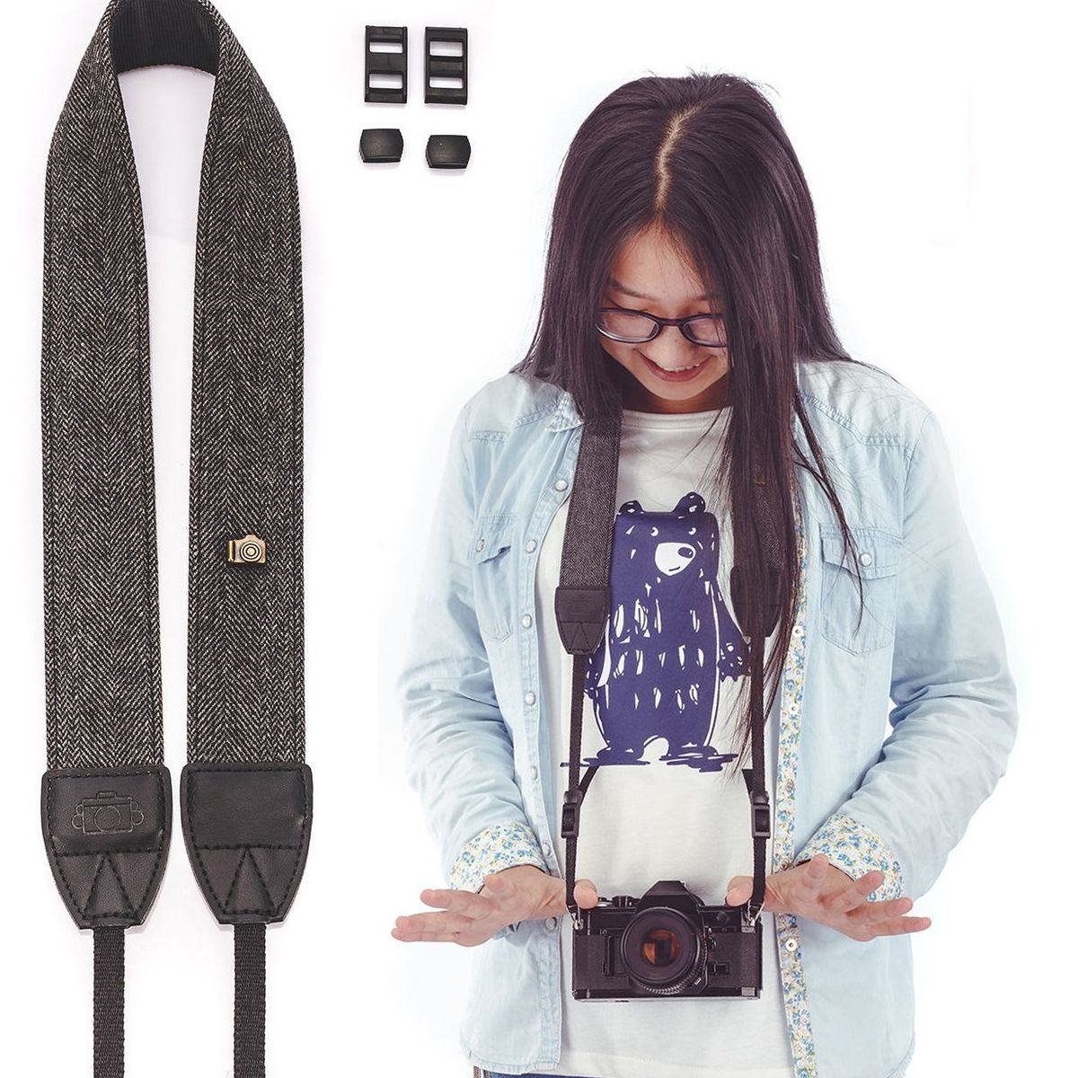 GENERICO - Correa para camara DLSR color gris oscuro