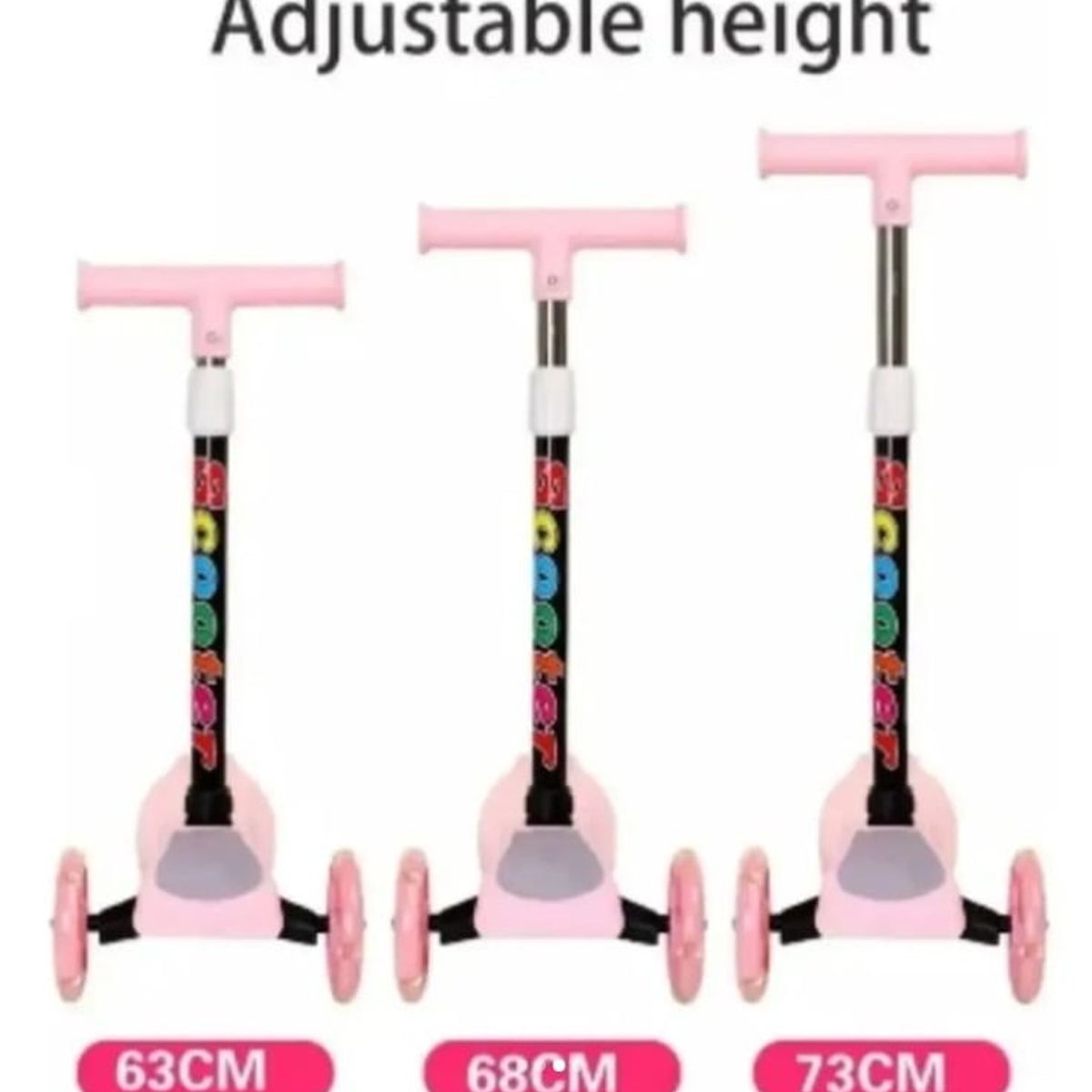 GENERICO - SCOOTER CON LUCES BABY 3 RUEDAS ROSADO