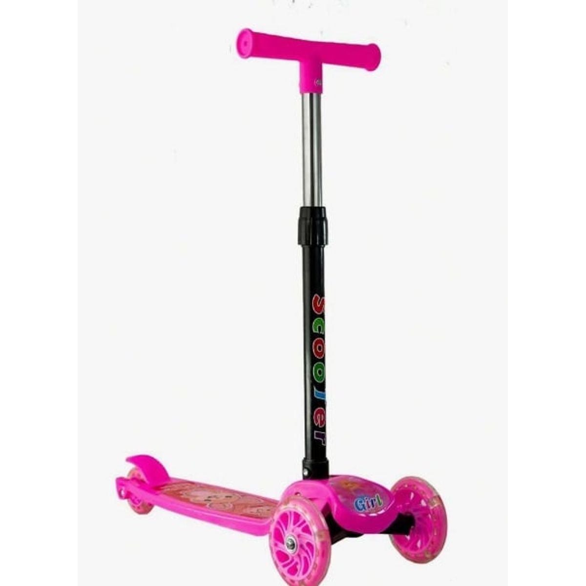 GENERICO - SCOOTER CON LUCES BABY 3 RUEDAS FUCSIA