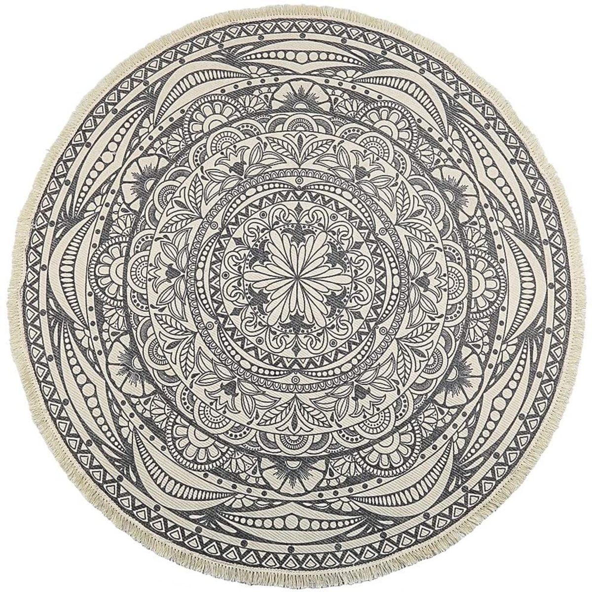 GIADE - Alfombra Circular Mith Líneas 120 cm de Diámetro