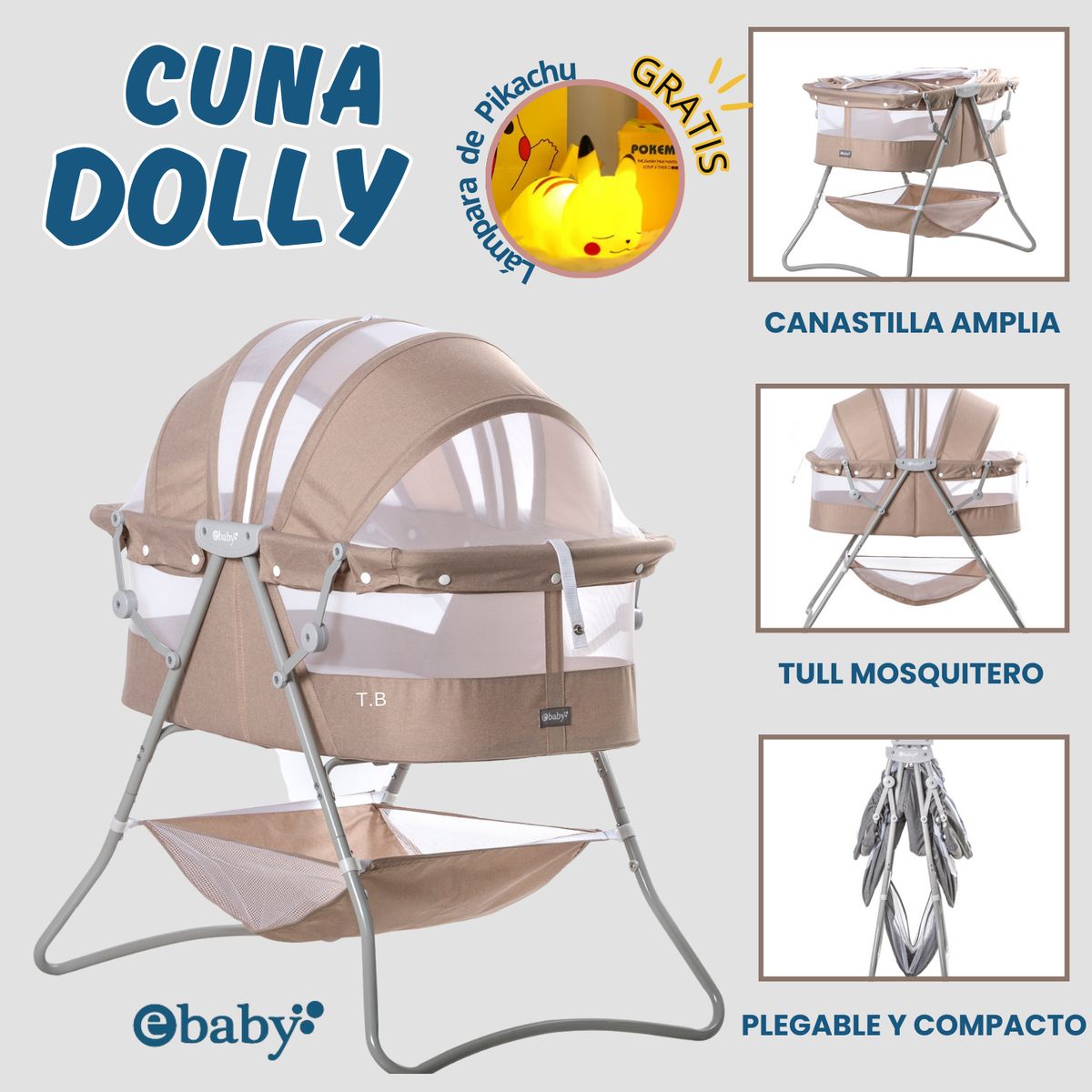 EBABY - CUNA PARA BEBE DOLLY BEIGE EBABY