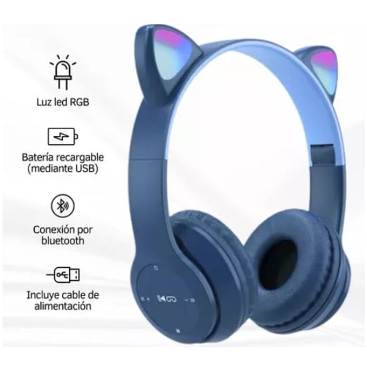 GENERICO - AUDÍFONO BLUETOOTH P47M  GATITO - AZUL