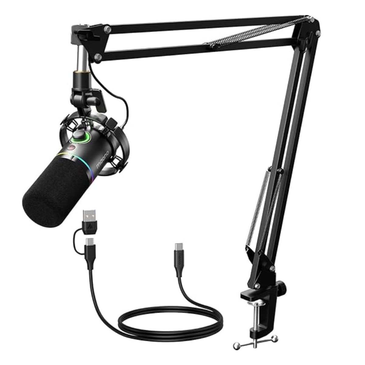 MAONO - Kit Microfono Maono Usb Gamer Condensador Cardioide Podcast Live Tik Tok RGB - PD200XS