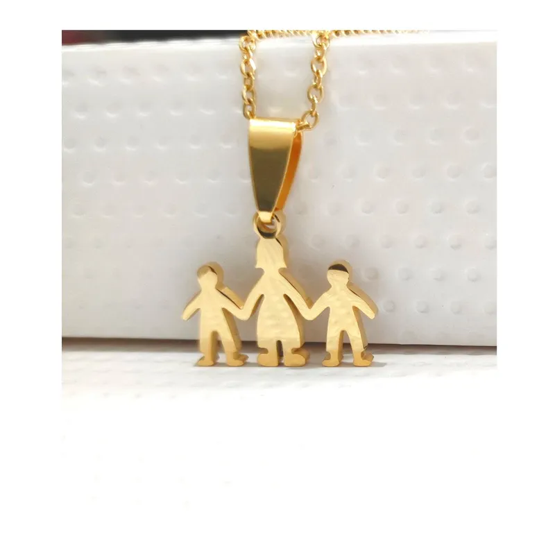 OEM - COLLAR MUJER DIJE MINI MAMA 2 NIÑOS FINO ACERO INOXIDABLE 316L