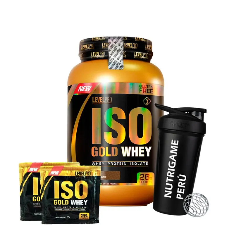 LEVEL PRO - Proteína Iso Gold Whey 2.6 Lb / 1.1Kg Rich Chocolate +Regalos