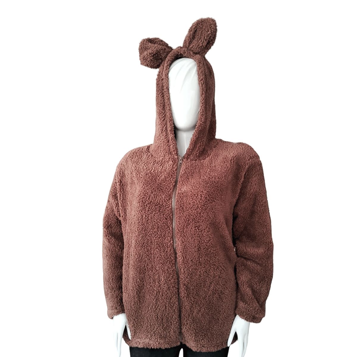 GENERICO - ABRIGO DE MUJER PELUCHE CON OREJITAS