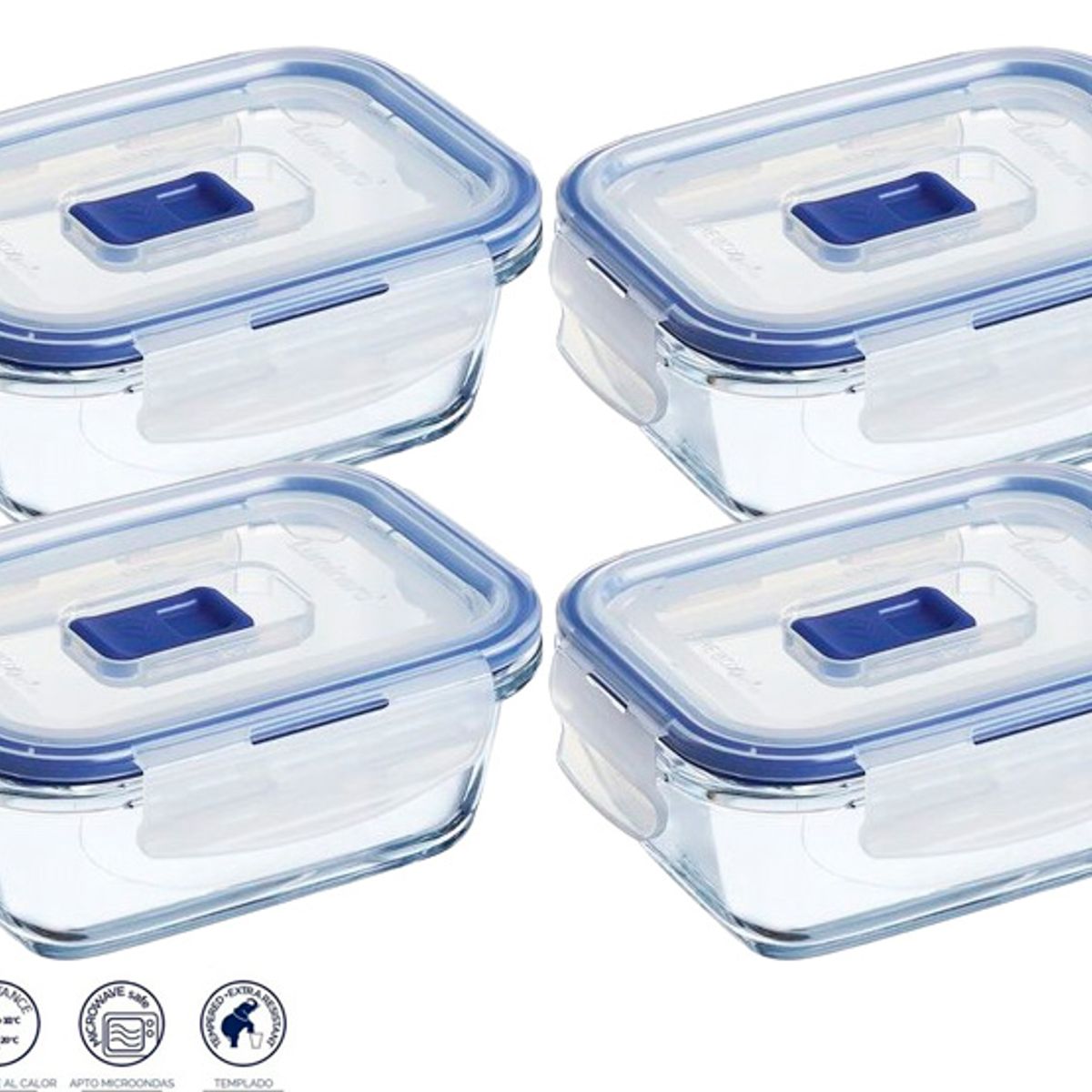 LUMINARC - Pack  X4 taper rectangular 380 ml c/tapa azul