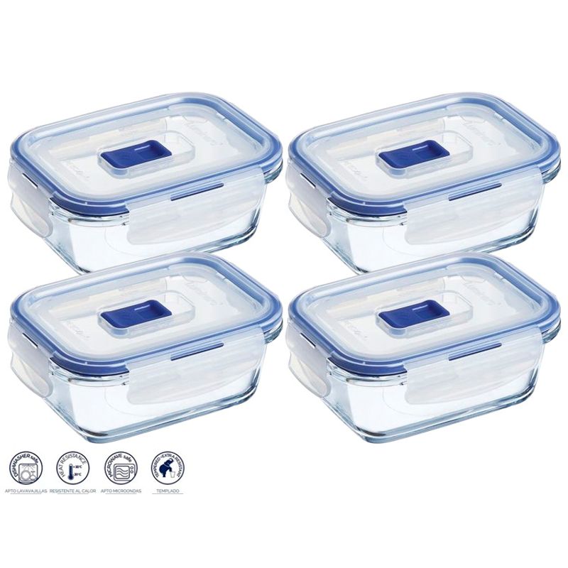 LUMINARC - Pack  X4 taper rectangular 380 ml c/tapa azul