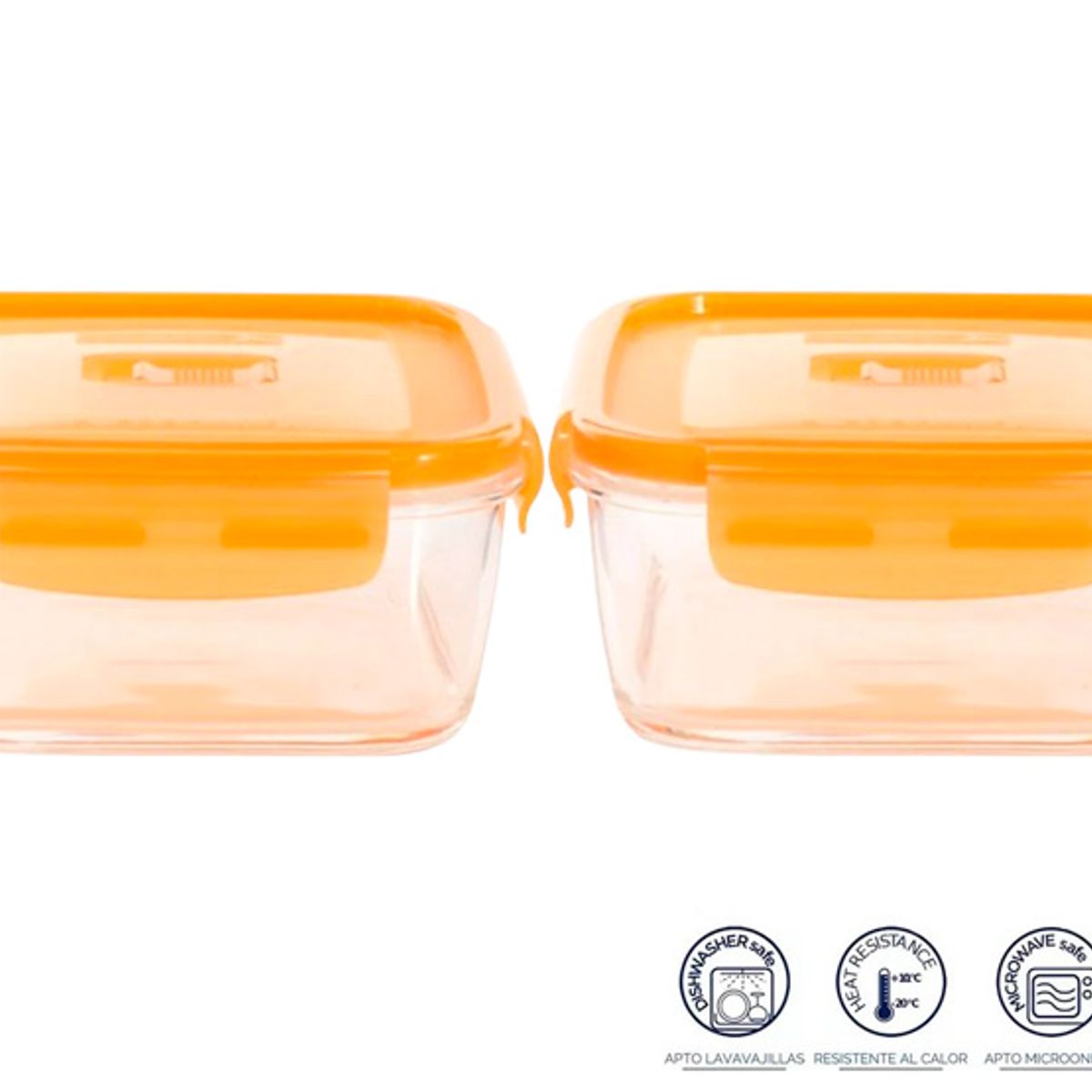 LUMINARC - Pack  X2 taper cuadrado 760 ml c/tapa naranja