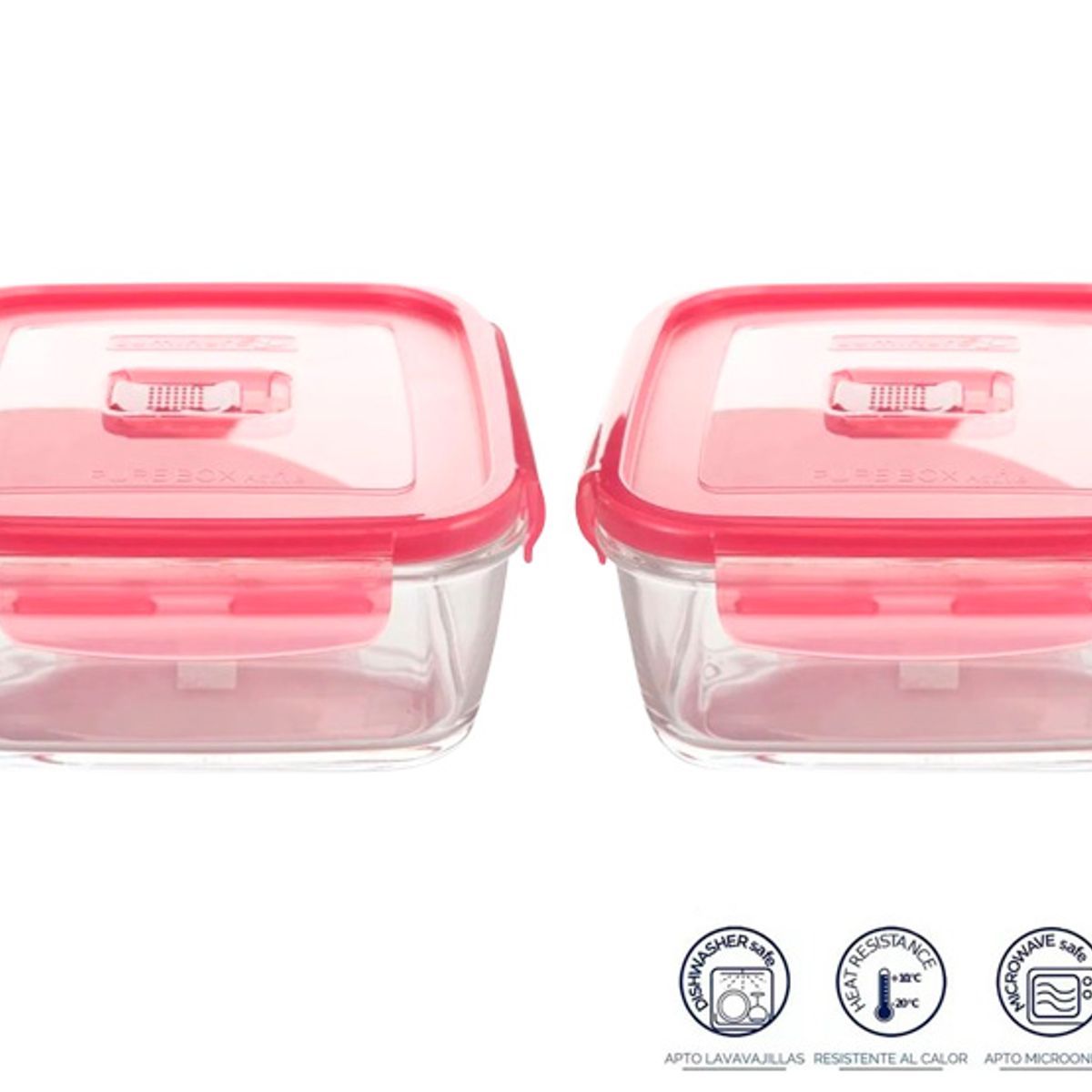 LUMINARC - Pack  X2 taper  cuadrado 760 ml  c/tapa rosada