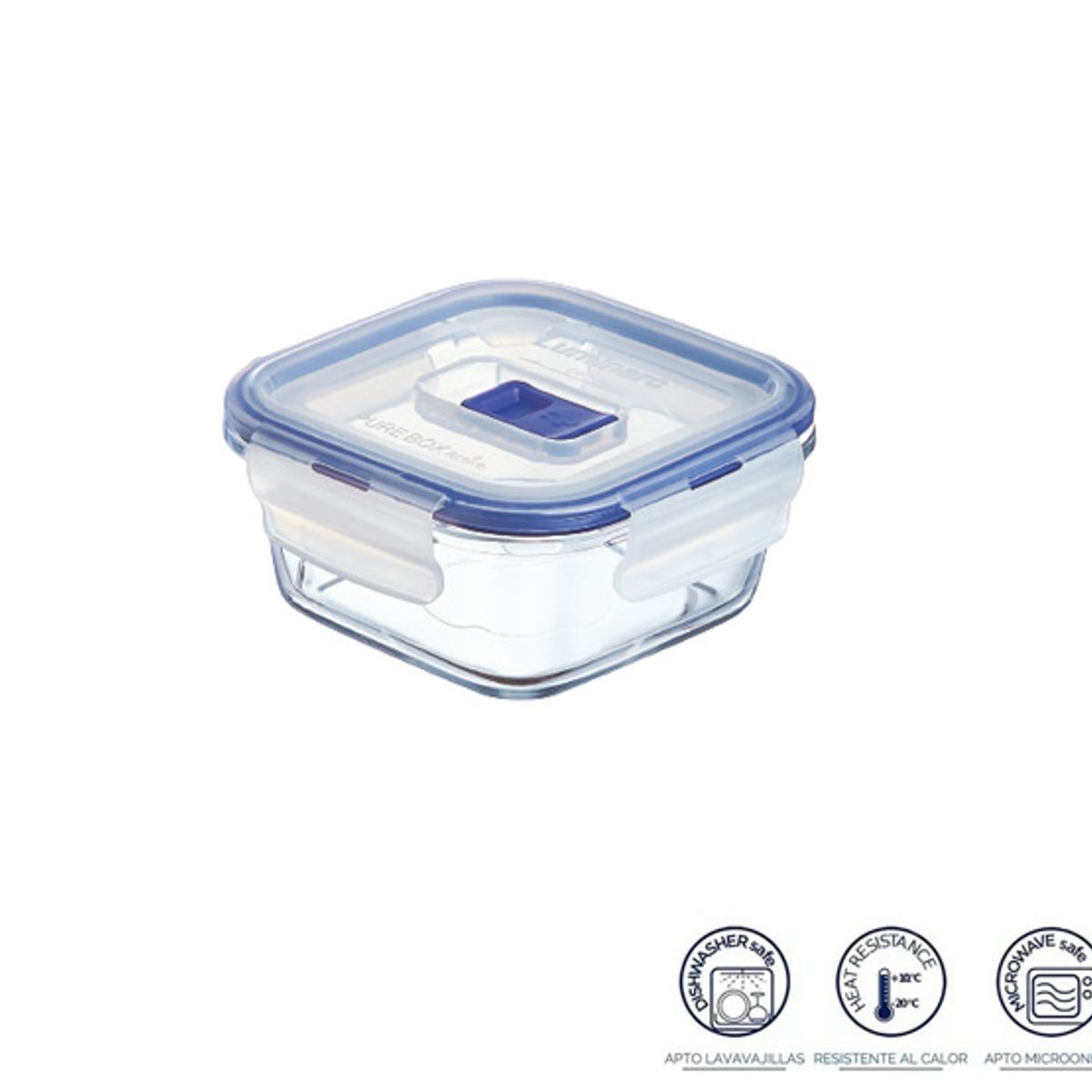 LUMINARC - Pack  X2 de taper cuadrado c/ tapa azul de 380 ml y 760 ml