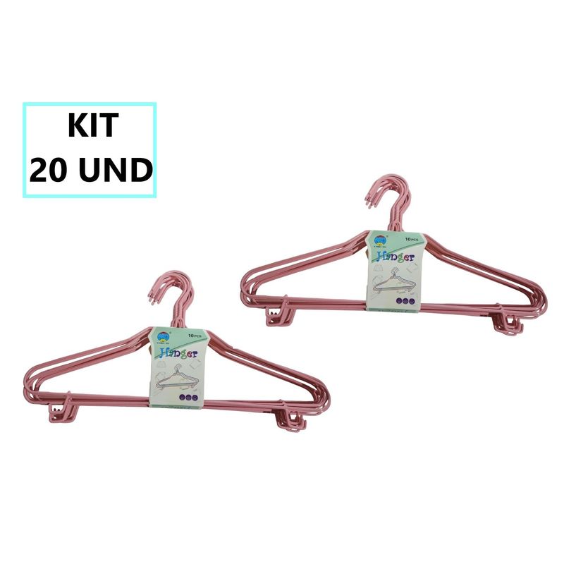 GENERICO - 20 Ganchos Colgadores Para Ropa - Color Rosado
