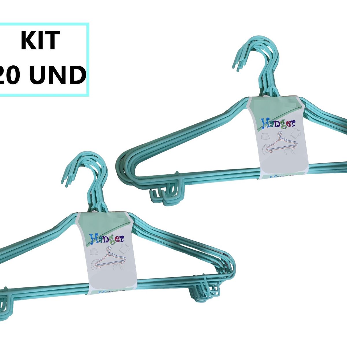 GENERICO - 20 Ganchos Colgadores Para Ropa - Color Verde Claro