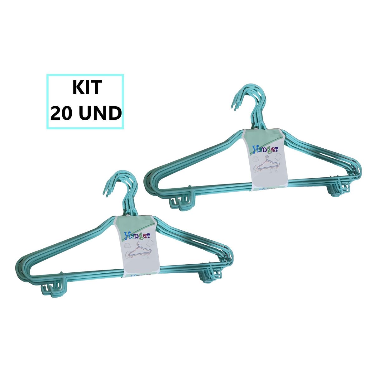 GENERICO - 20 Ganchos Colgadores Para Ropa - Color Verde Claro