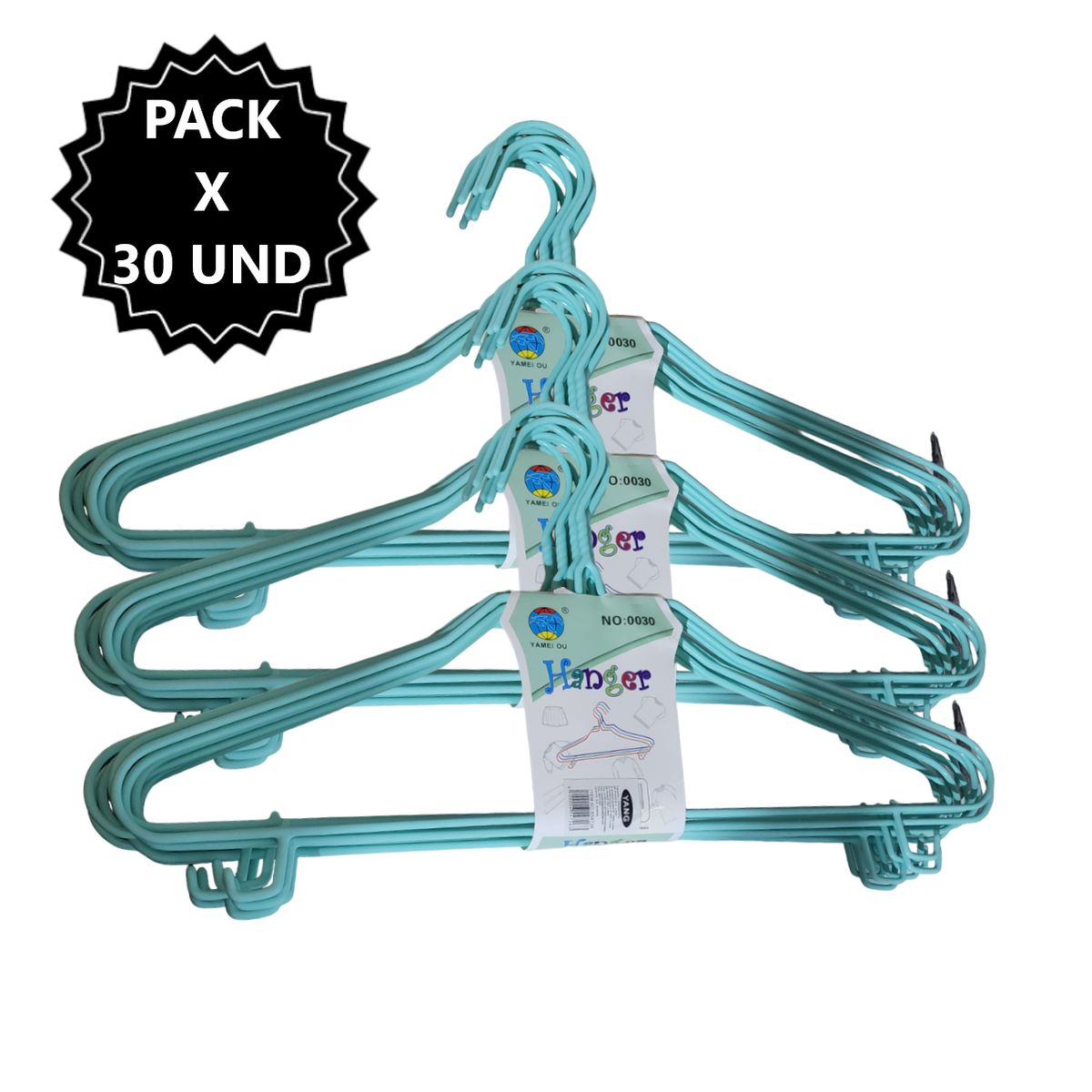 GENERICO - Kit 30 Ganchos Colgadores Verde Claro