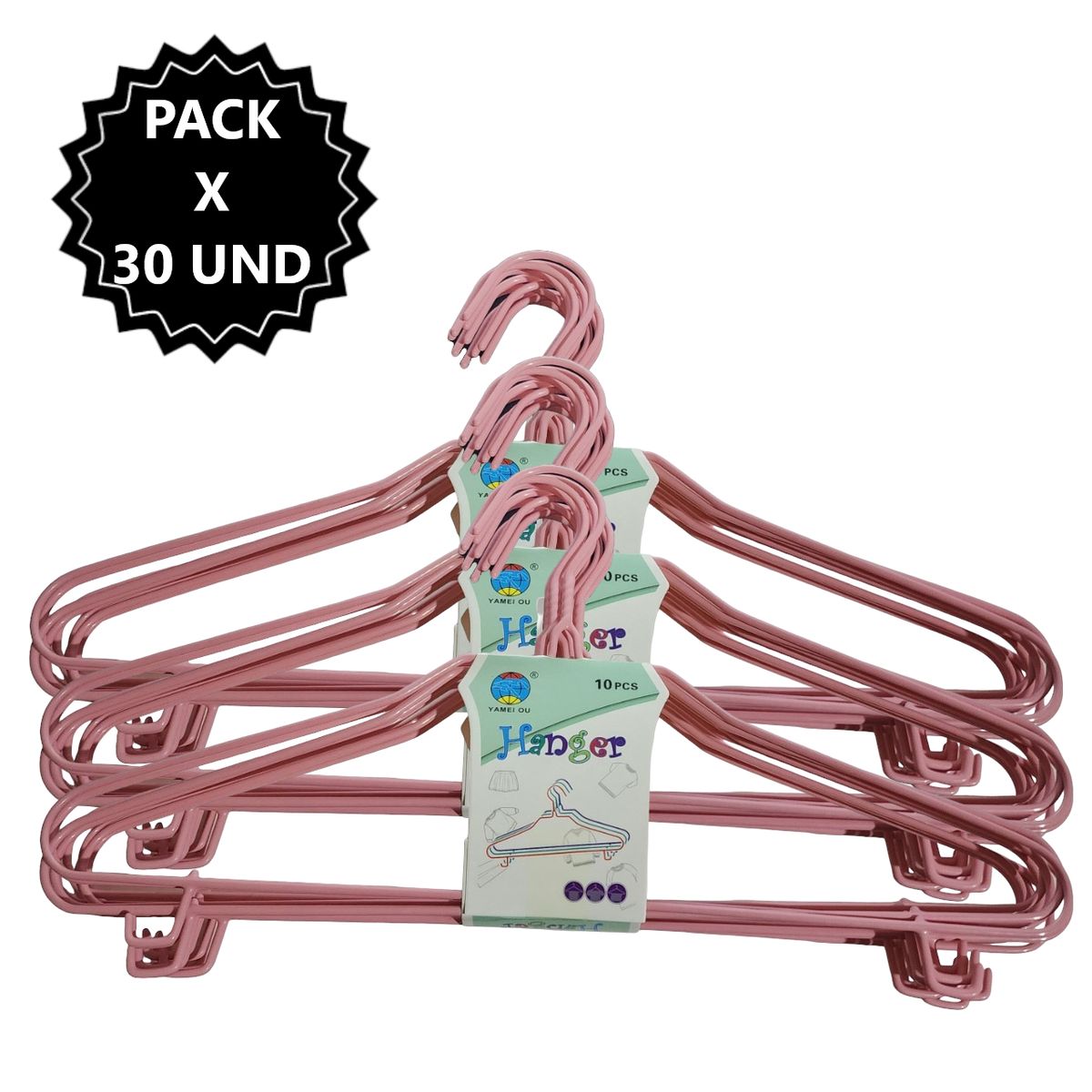 GENERICO - Kit 30 Ganchos Colgadores Rosado