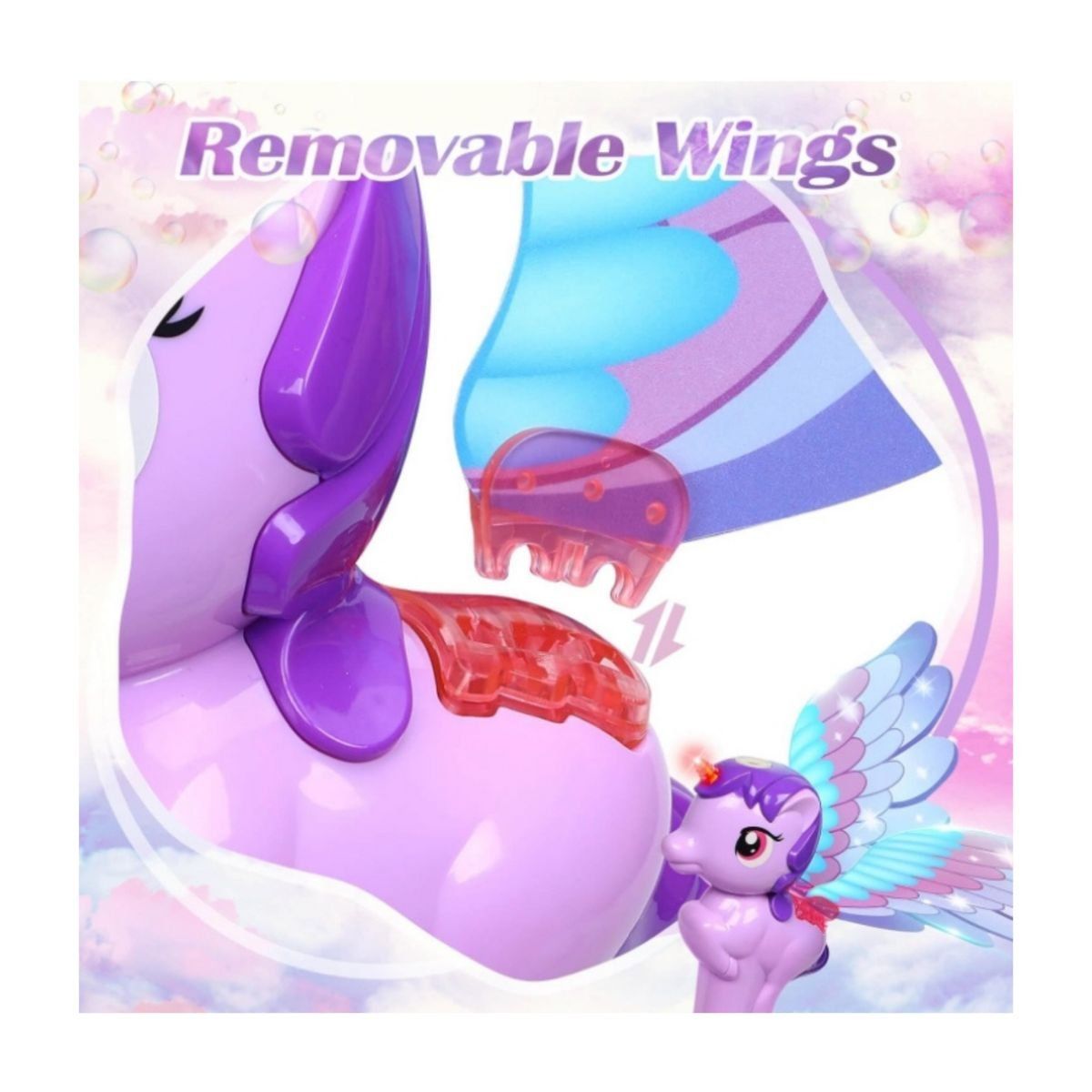 GENERICO - Varita De Burbujas Unicornio Con Luz Y Sonido Para Niñas