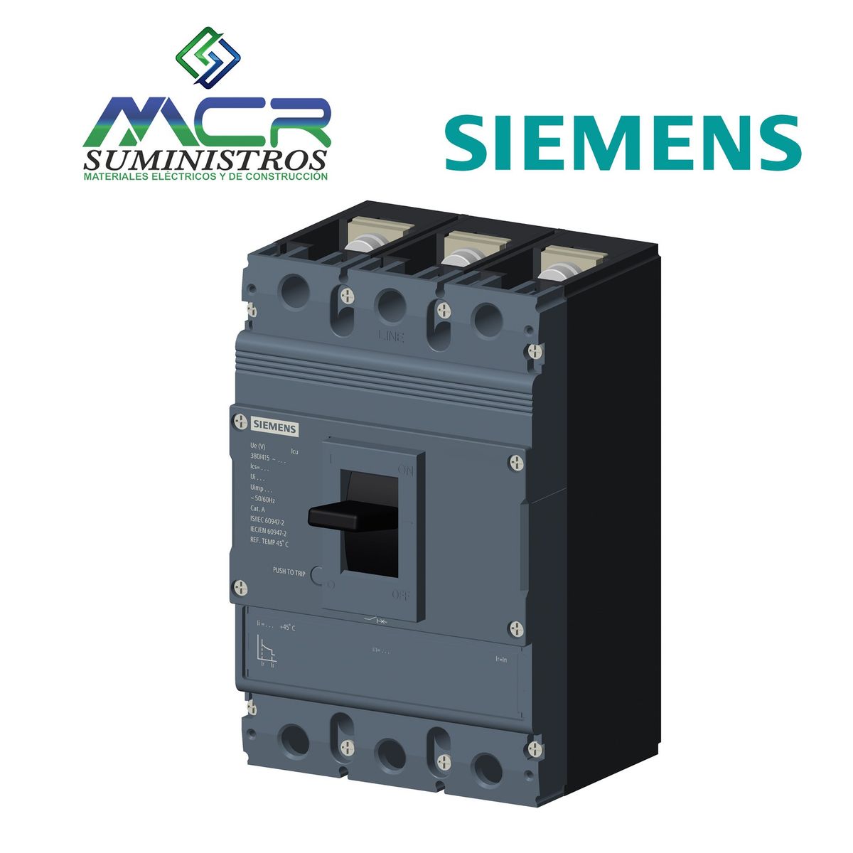 SIEMENS - INTERRUPTOR REGULABLE 40 - 50 AMPERIOS 3 POLOS 25KA  SIEMENS