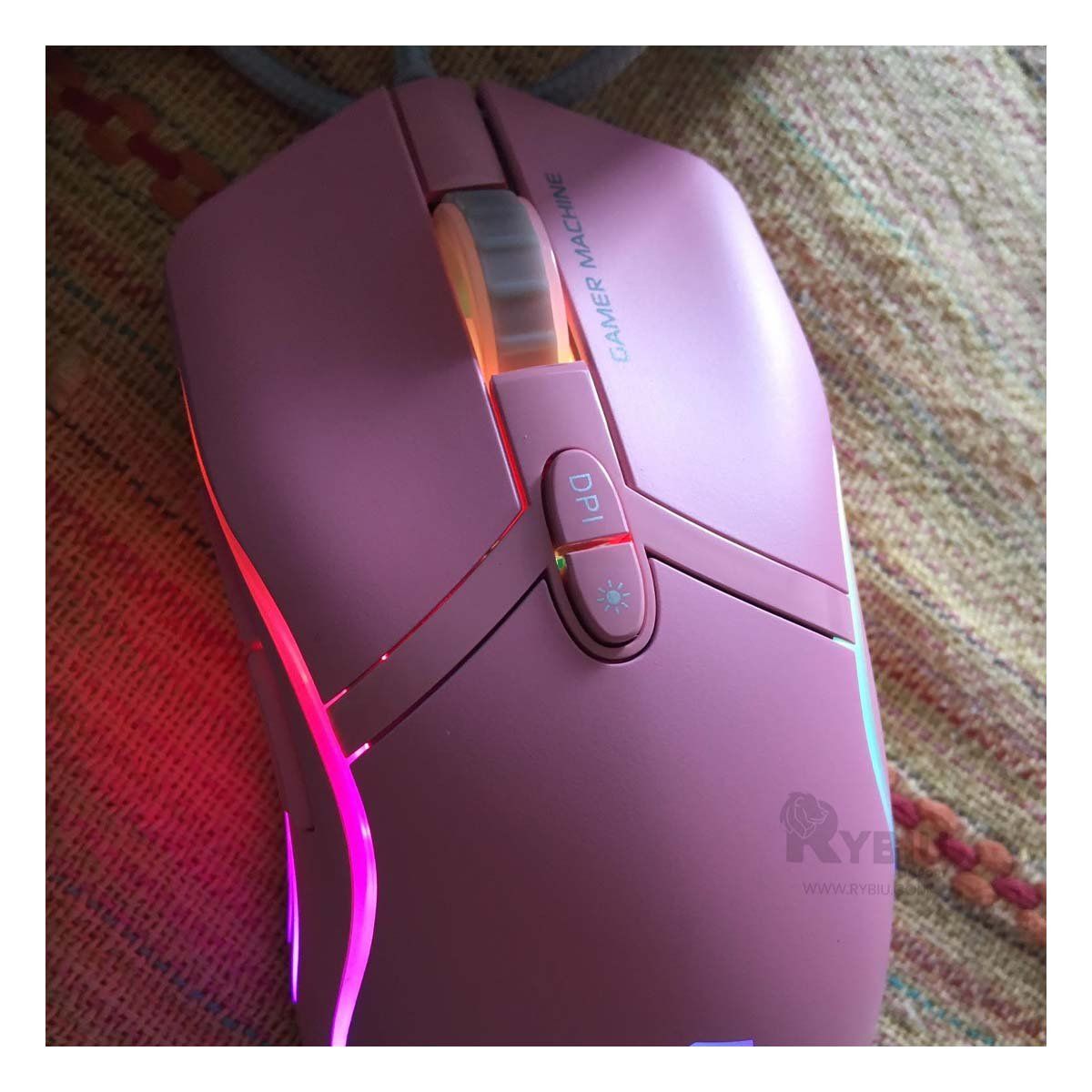 RYBIU IMPORT - Mouse Ergonomico con Conexion USB Rosado Y+Papel de Regalo