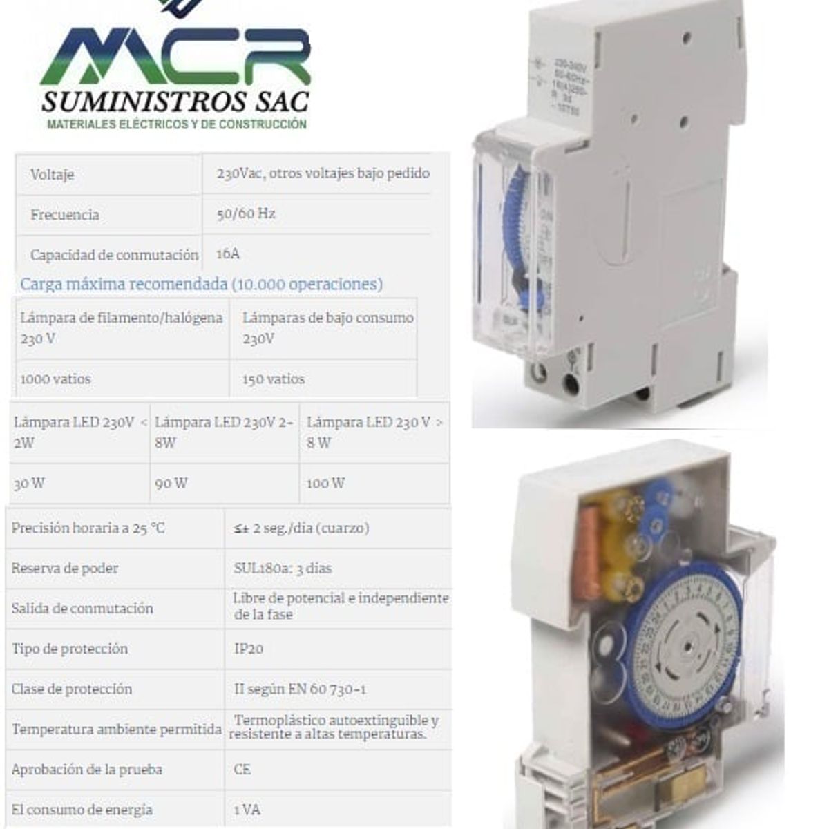 GENERICO - TIMER O TEMPORIZADOR Horario analogo - mecanico 220V