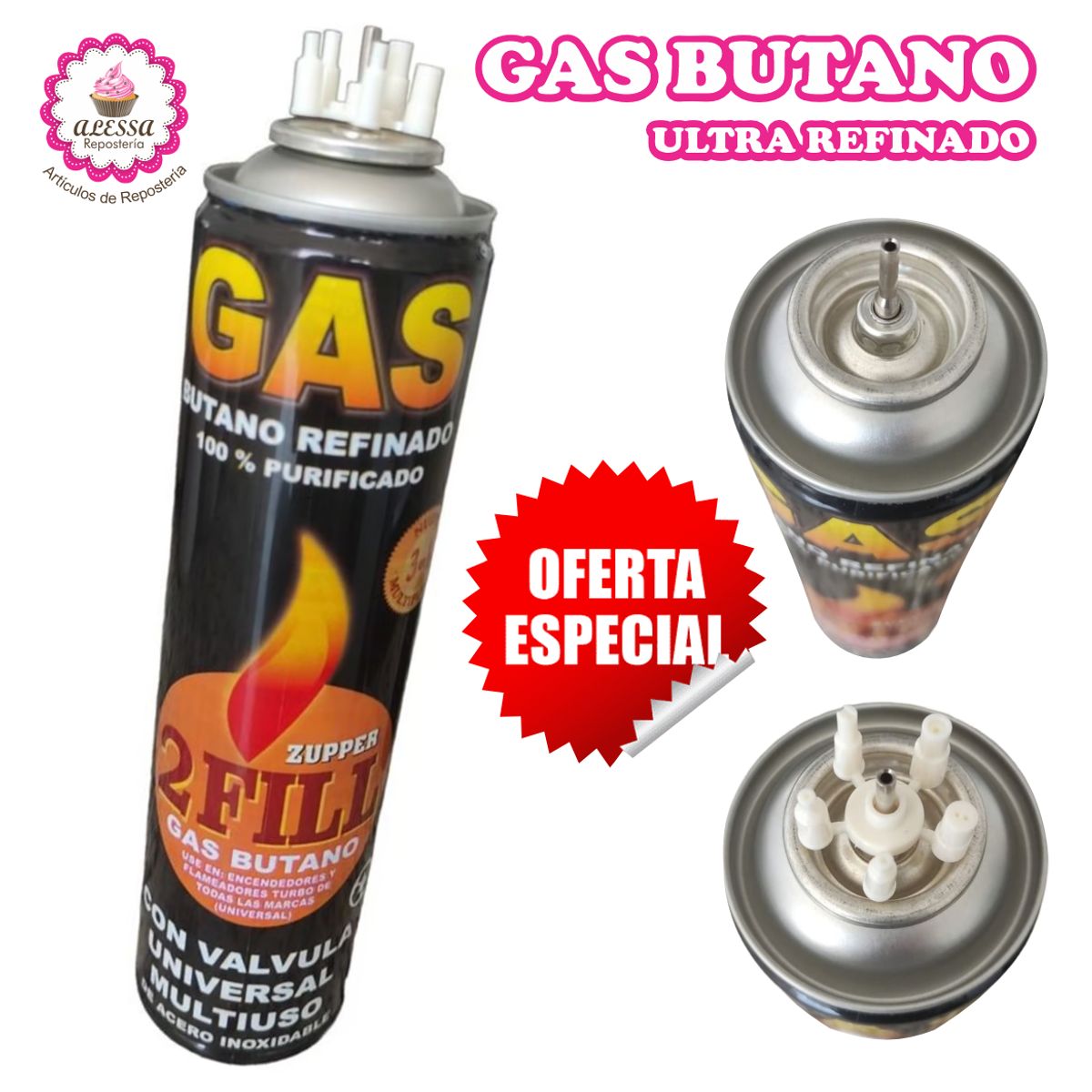 GENERICO - 3 Gases Butano Ultra Refinado 100% Purificado para Recarga