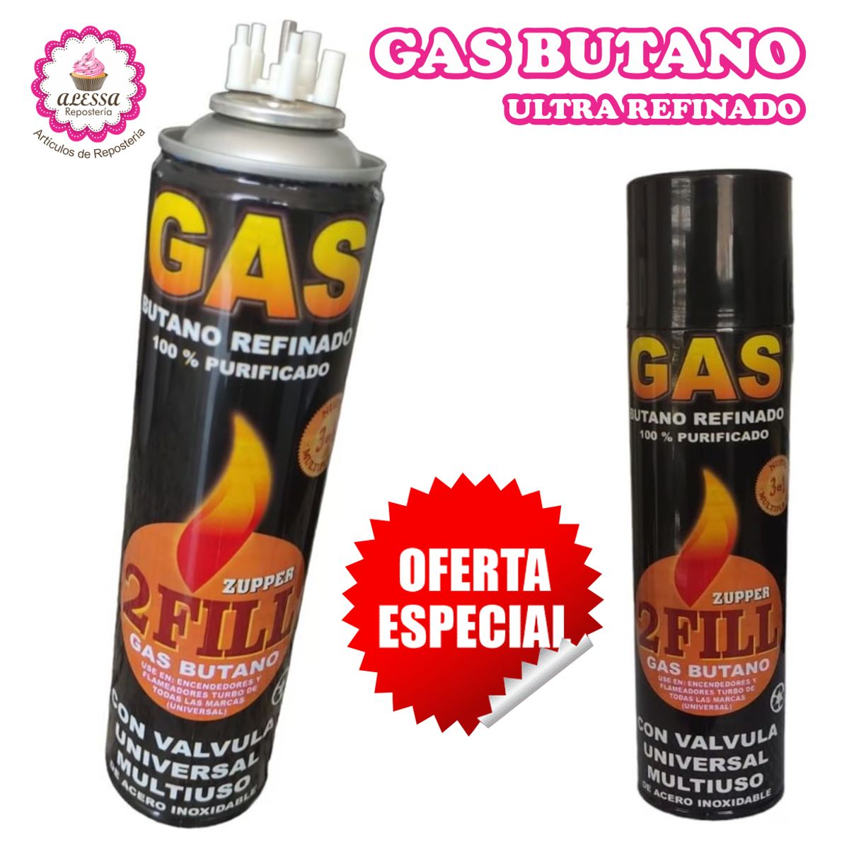 GENERICO - 6 Gases Butano Ultra Refinado 100% Purificado para Recarga