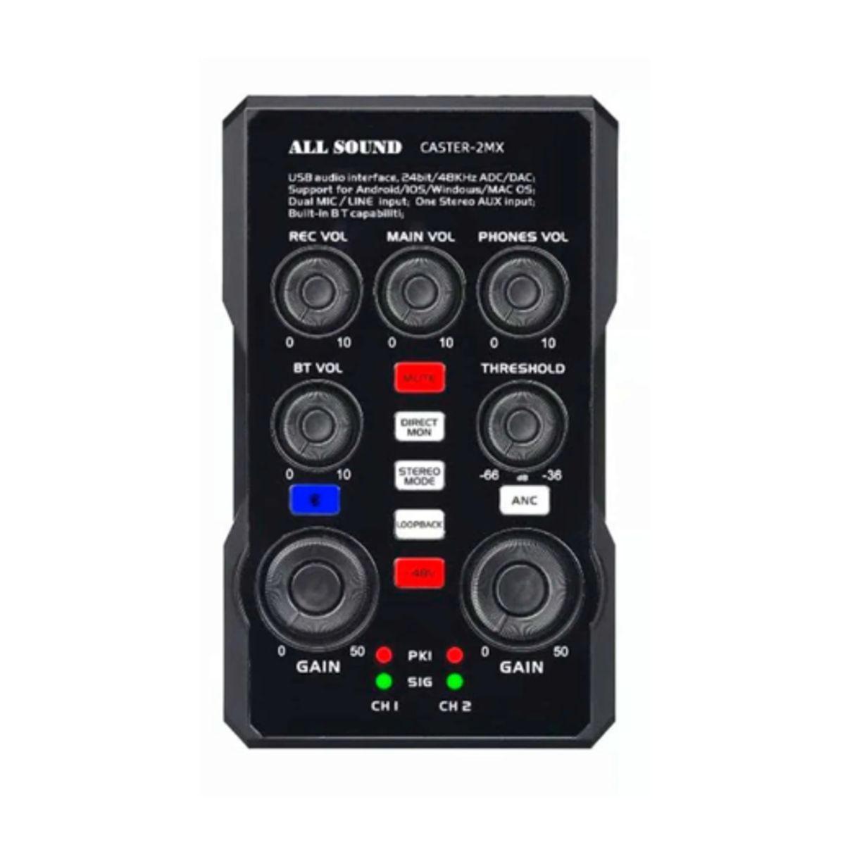 GENERICO - Interfaz de Audio Digital OTG 2 Canales CASTER-2MX ALL SOUND