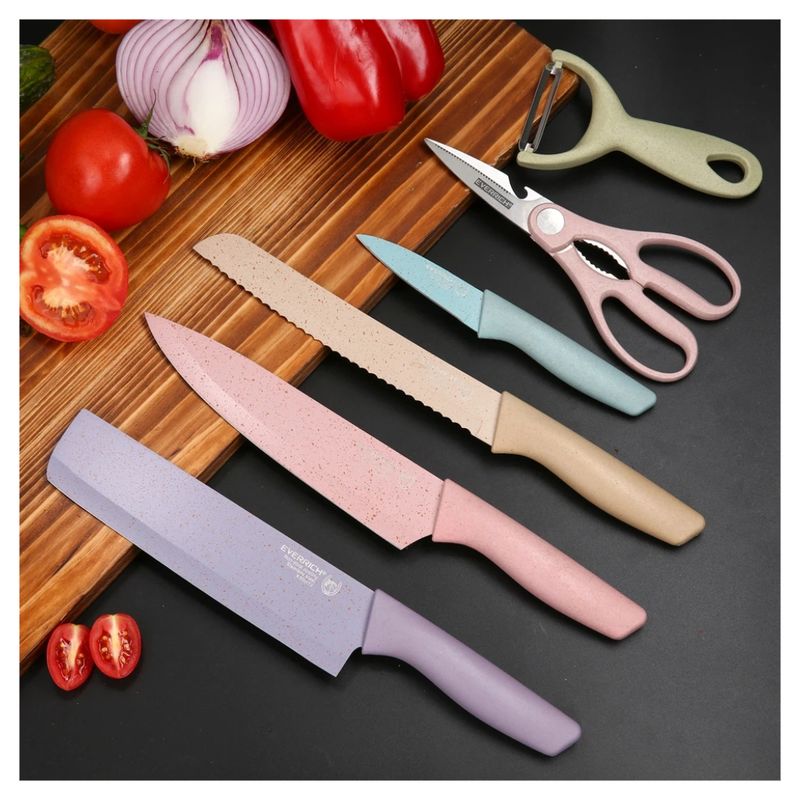 GENERICO - Kit de Cuchillos de Cocina + Tijera y Pelador
