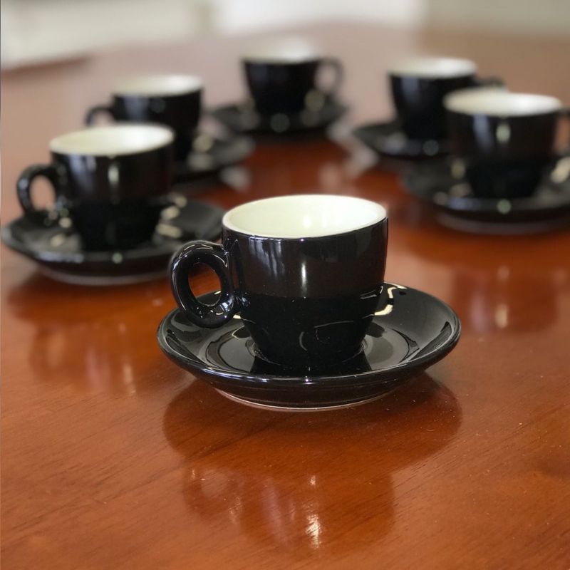 GENERICO - Set de 6 tazas Espresso Firenze Negro - Nuova Point