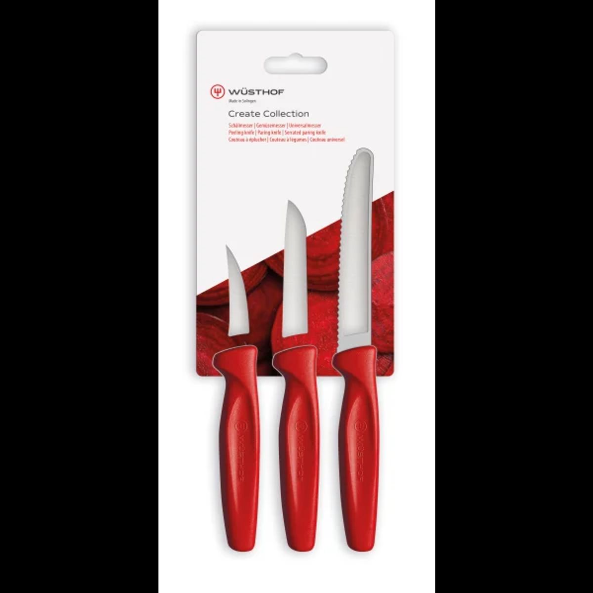 WUSTHOF - Set de 3 Cuchillos utillitarios Create Rojo